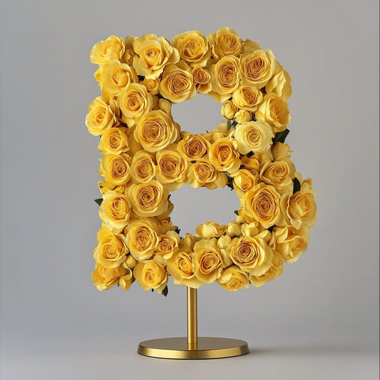 Elegant Standing Yellow Rose Letter B Lamp - Imaginary Worlds