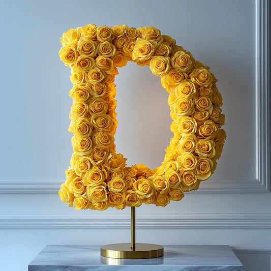 Elegant Standing Yellow Rose Letter D Lamp - Imaginary Worlds