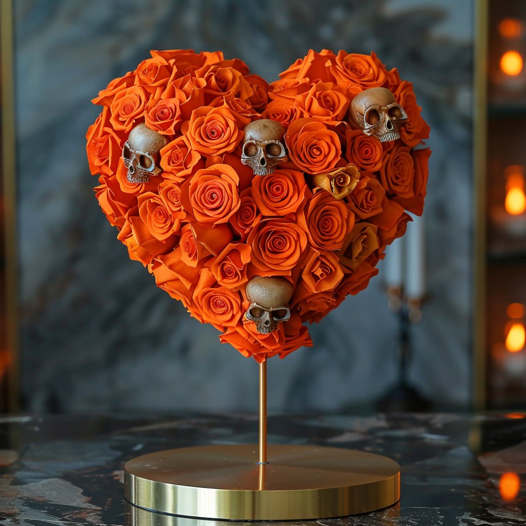 Enchanted Orange Skull Heart Lamp - Imaginary Worlds