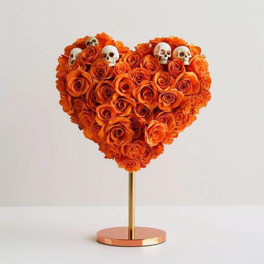 Enchanted Orange Skull Heart Lamp - Imaginary Worlds