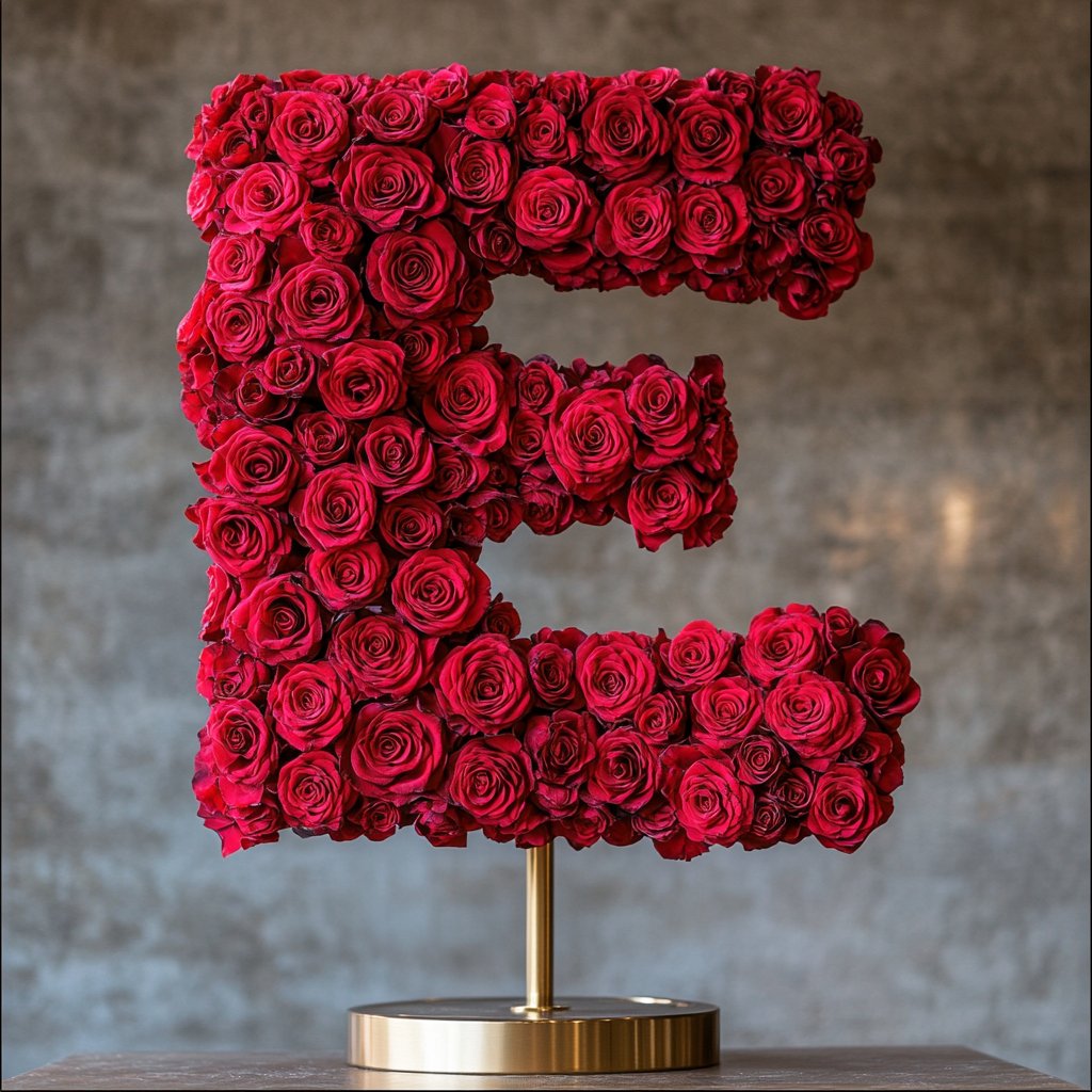 Eros Red Rose Letter E Lamp - Imaginary Worlds