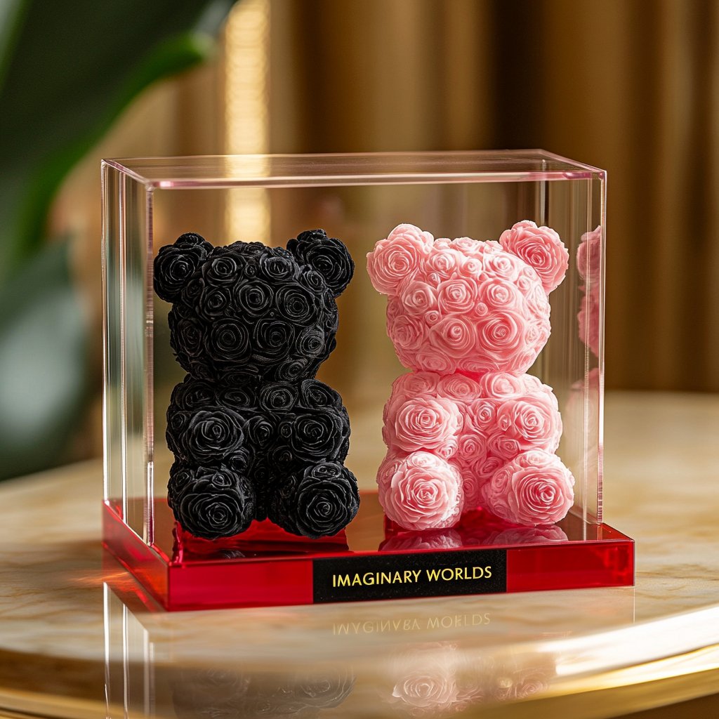 Eternal Black and Pink Rose Bear Set - Imaginary Worlds