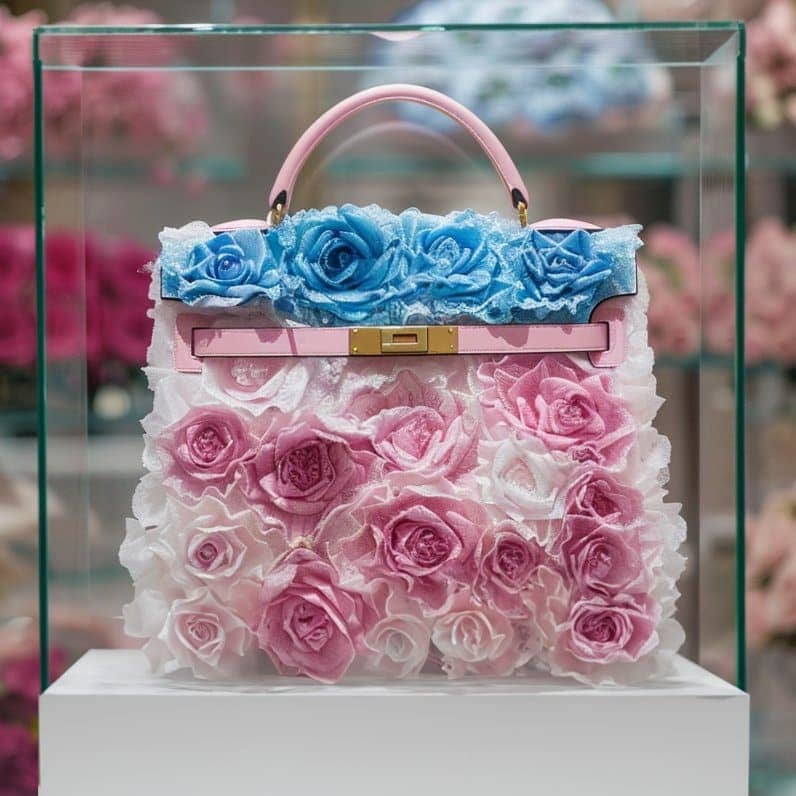 Eternal Bloom Pink and Baby Blue Rose Bag - Imaginary Worlds