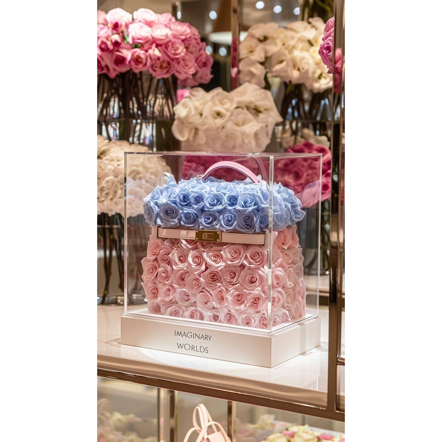 Eternal Bloom Pink and Baby Blue Rose Bag - Imaginary Worlds