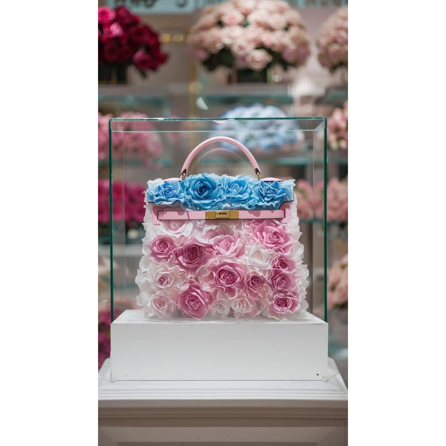 Eternal Bloom Pink and Baby Blue Rose Bag - Imaginary Worlds