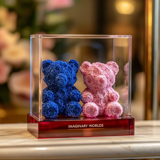 Eternal Blue and Pink Rose Bear Set - Imaginary Worlds