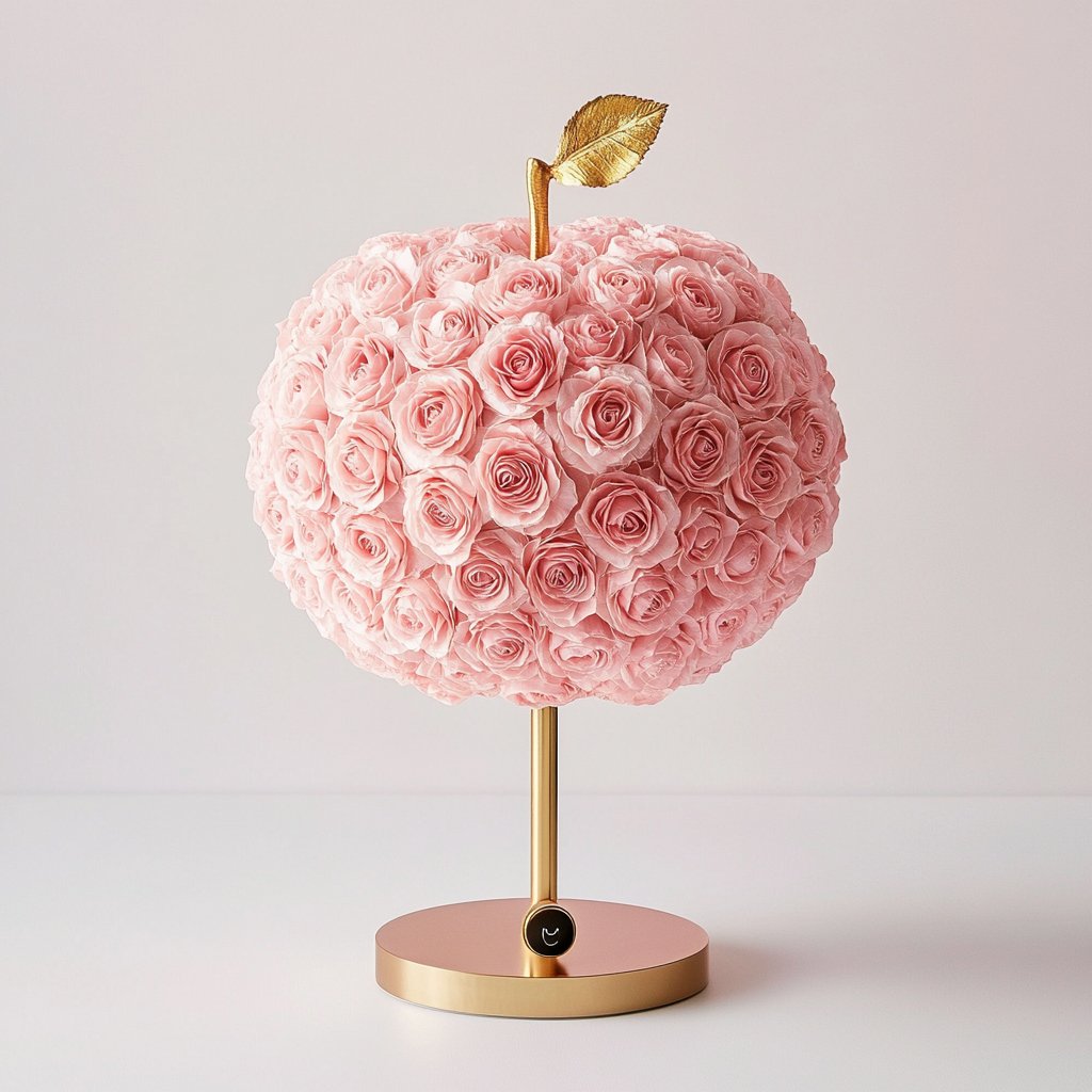 Eternal Glow Apple Lamp: Pink & Gold Edition - Imaginary Worlds