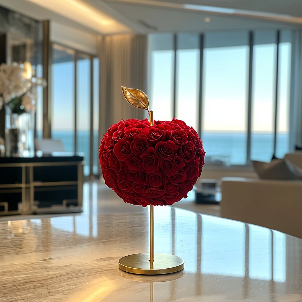 Eternal Glow Apple Lamp: Red & Gold Edition - Imaginary Worlds