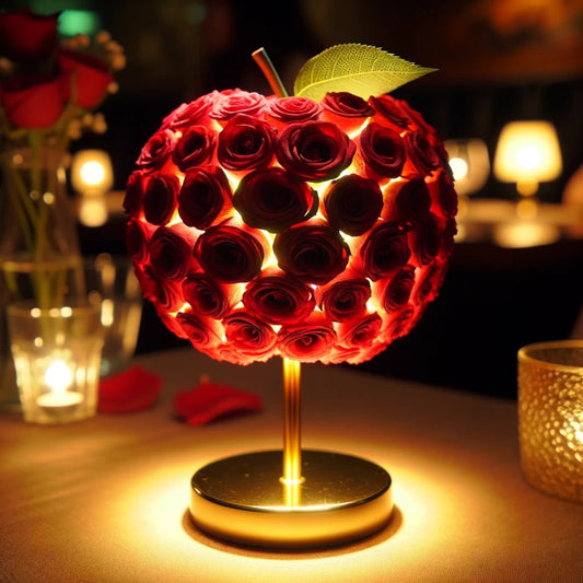 Eternal Glow Apple Lamp: Red & Gold Edition - Imaginary Worlds