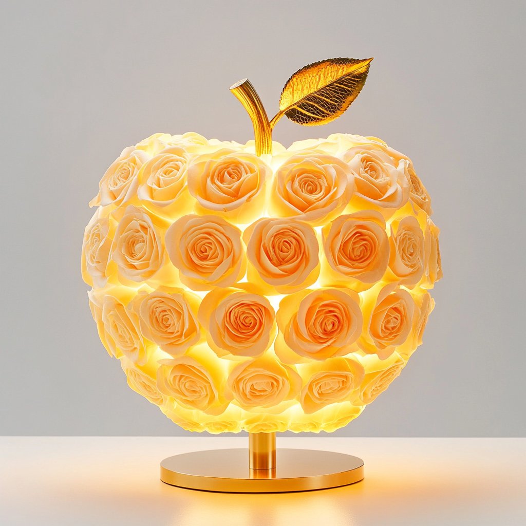 Eternal Glow Apple Lamp: Yellow & Gold Edition - Imaginary Worlds