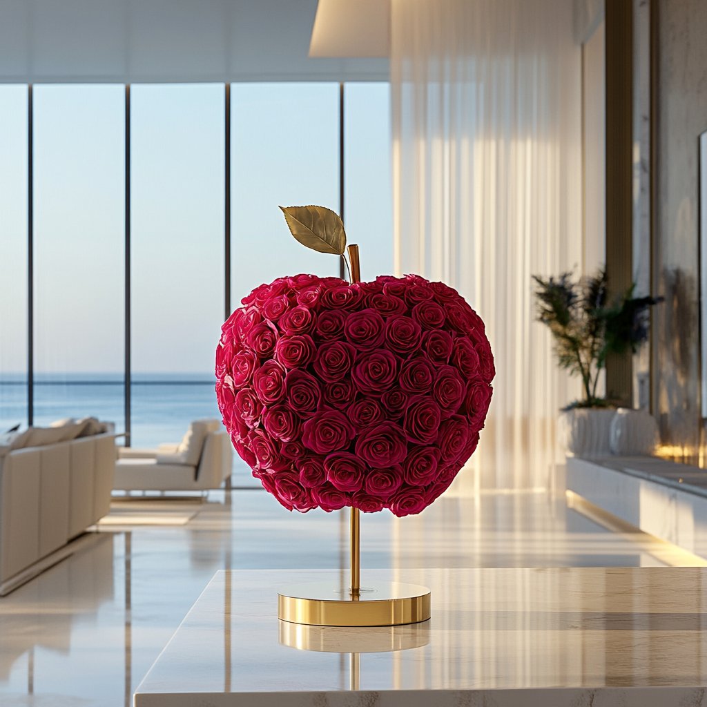 Eternal Glow Apple Rose Lamp: Magenta & Gold Edition - Imaginary Worlds