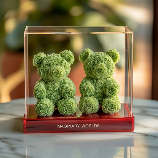 Eternal Green Rose Bear Set - Imaginary Worlds