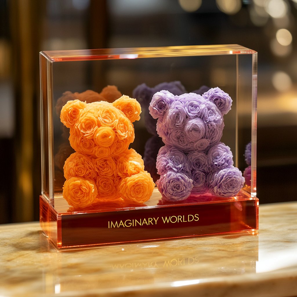 Eternal Orange and Lavender Rose Bear Set - Imaginary Worlds