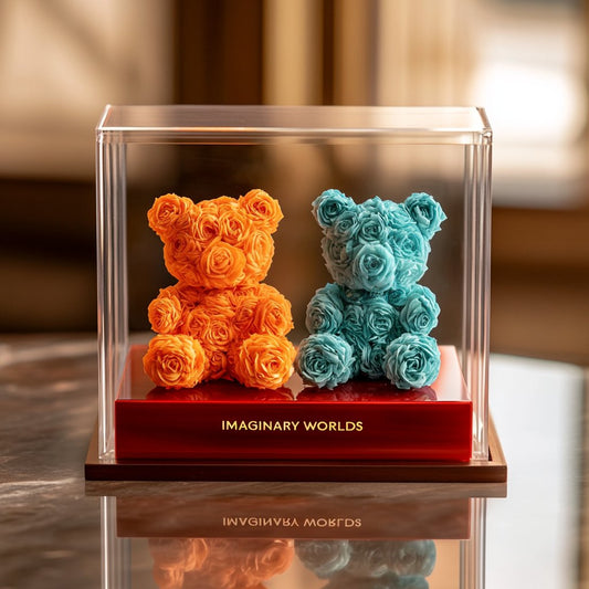 Eternal Orange and Teal Rose Bear Set - Imaginary Worlds