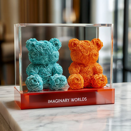 Eternal Orange and Teal Rose Bear Set - Imaginary Worlds