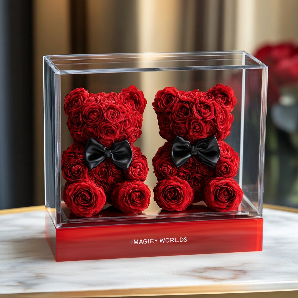 Eternal Red Flower Bear Couple Set - Imaginary Worlds