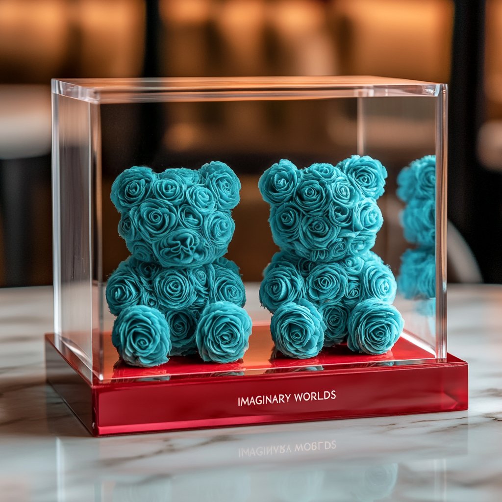 Eternal Tiffany Blue Rose Bear Set - Imaginary Worlds