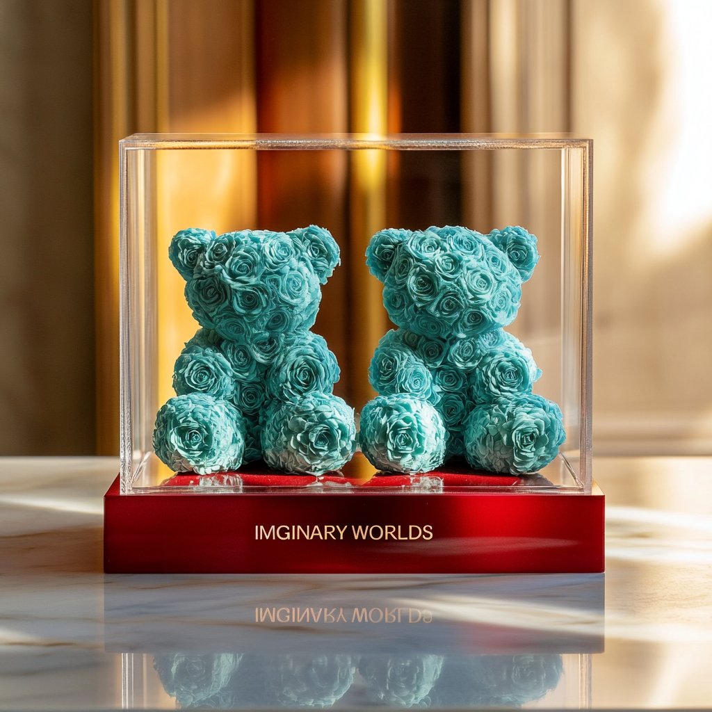 Eternal Tiffany Blue Rose Bear Set - Imaginary Worlds