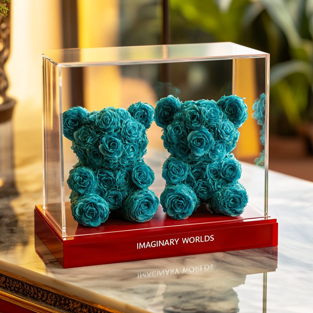 Eternal Tiffany Blue Rose Bear Set - Imaginary Worlds