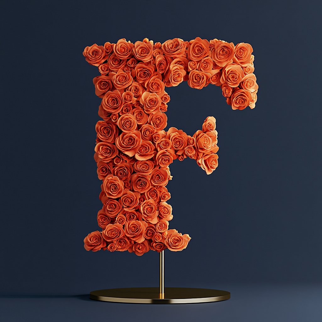 Fates Orange Rose Letter F Lamp - Imaginary Worlds