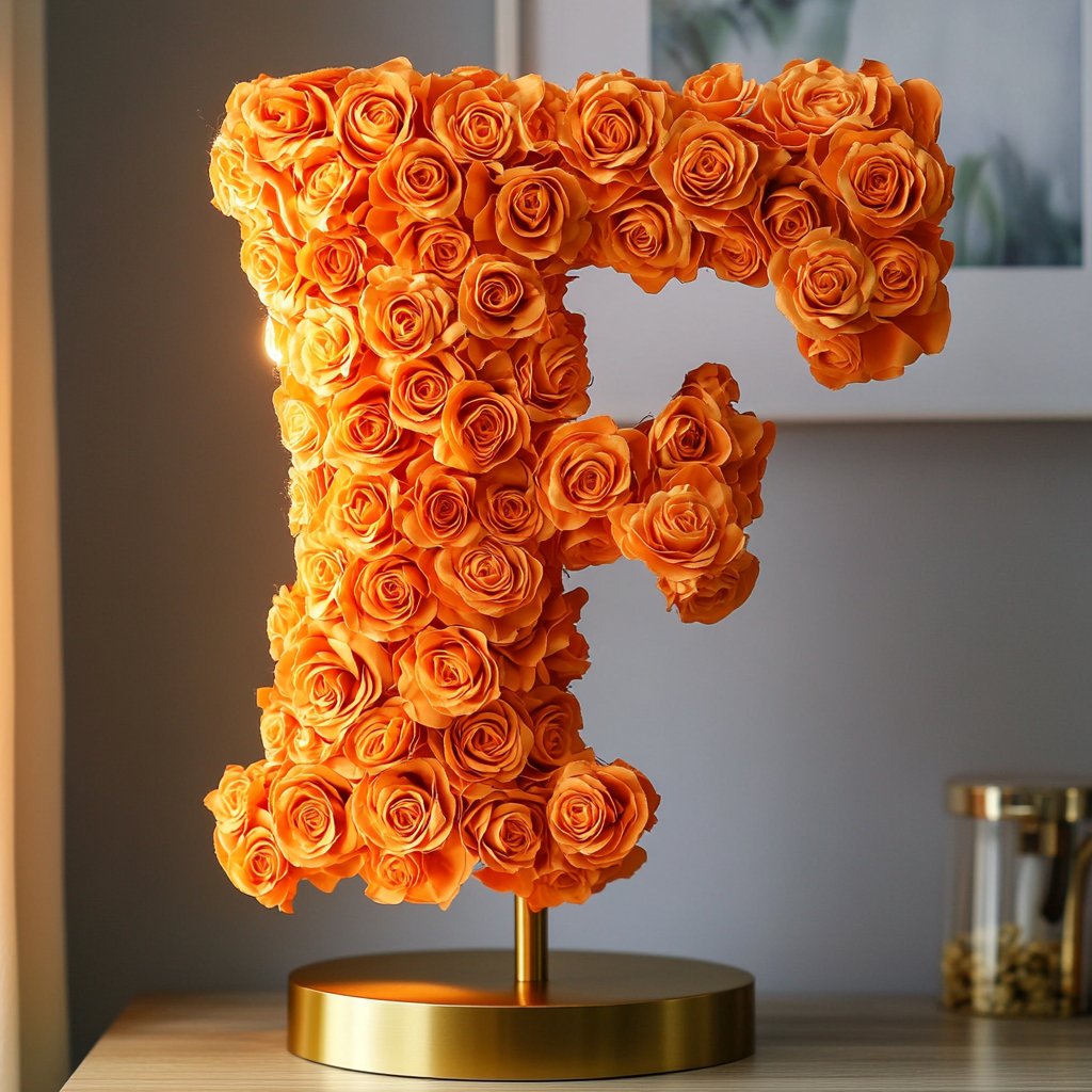 Fates Orange Rose Letter F Lamp - Imaginary Worlds