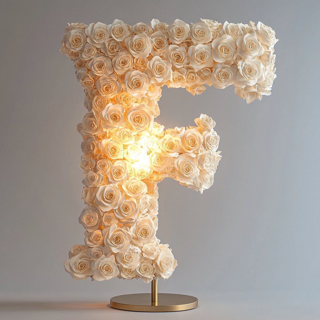 Fates White Rose Letter F Lamp - Imaginary Worlds