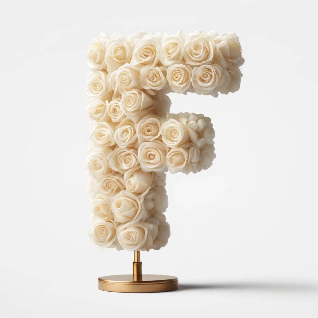 Fates White Rose Letter F Lamp - Imaginary Worlds