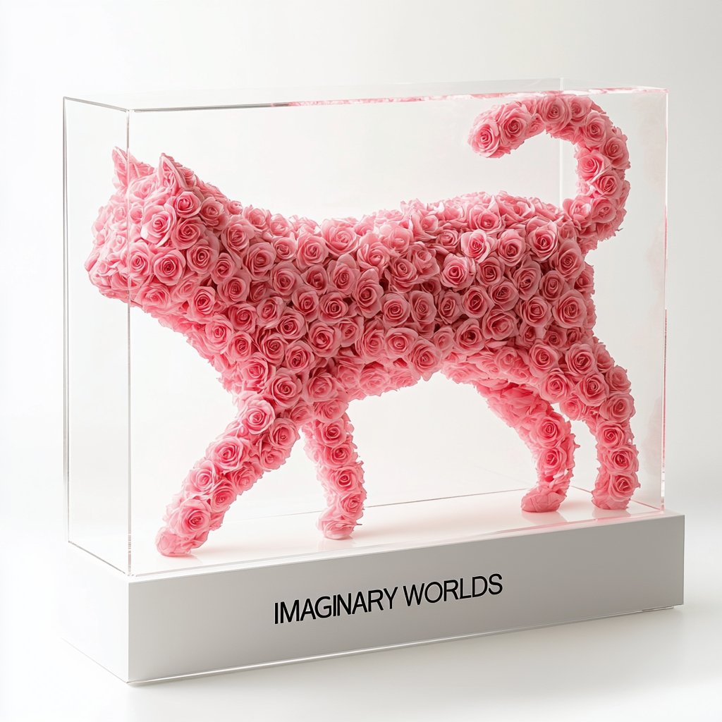 Forever Pink Rose Cat - Imaginary Worlds