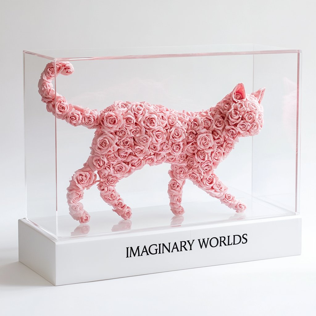 Forever Pink Rose Cat - Imaginary Worlds