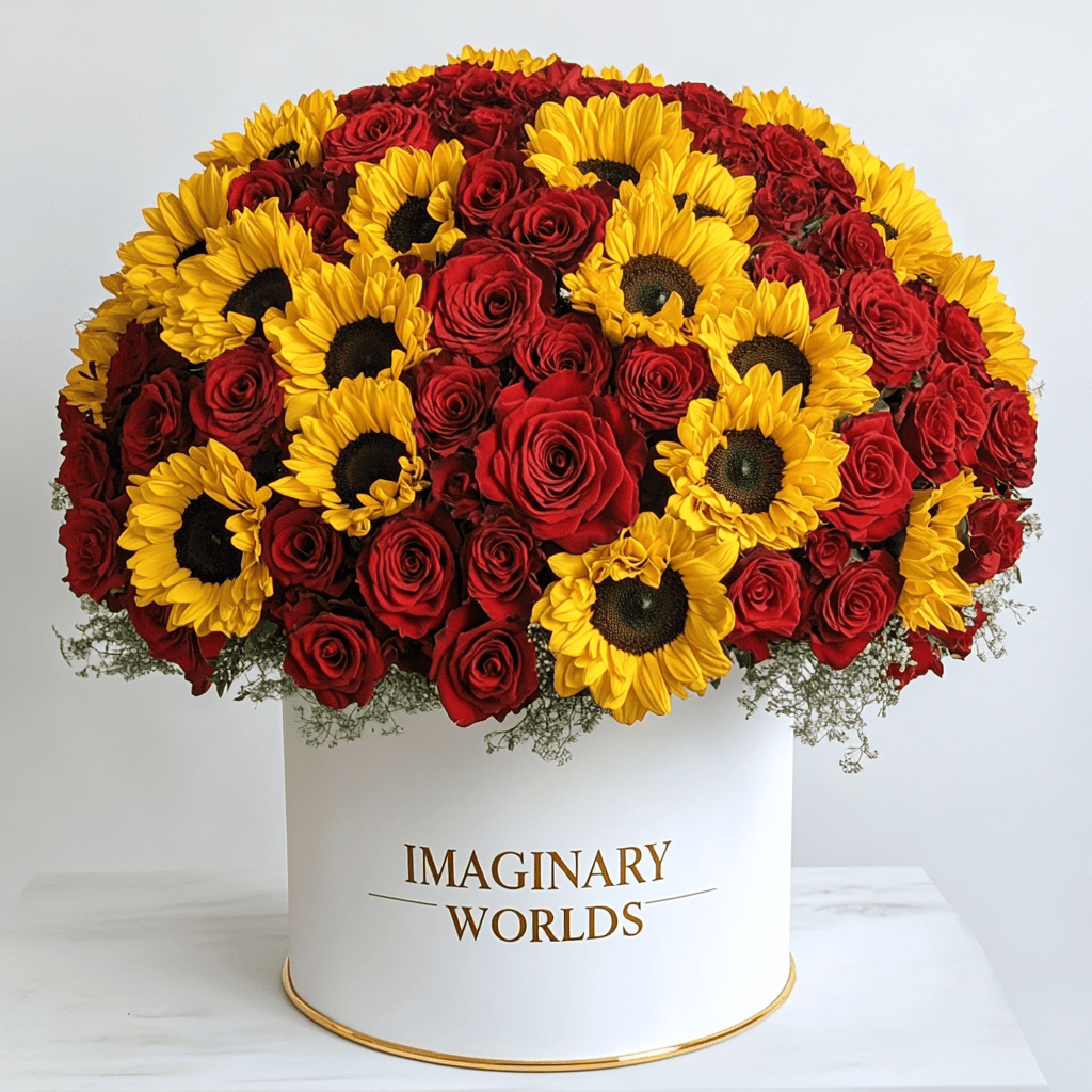 Forever Sunflower & Red Rose Box – Light and Passion in Bloom - Imaginary Worlds