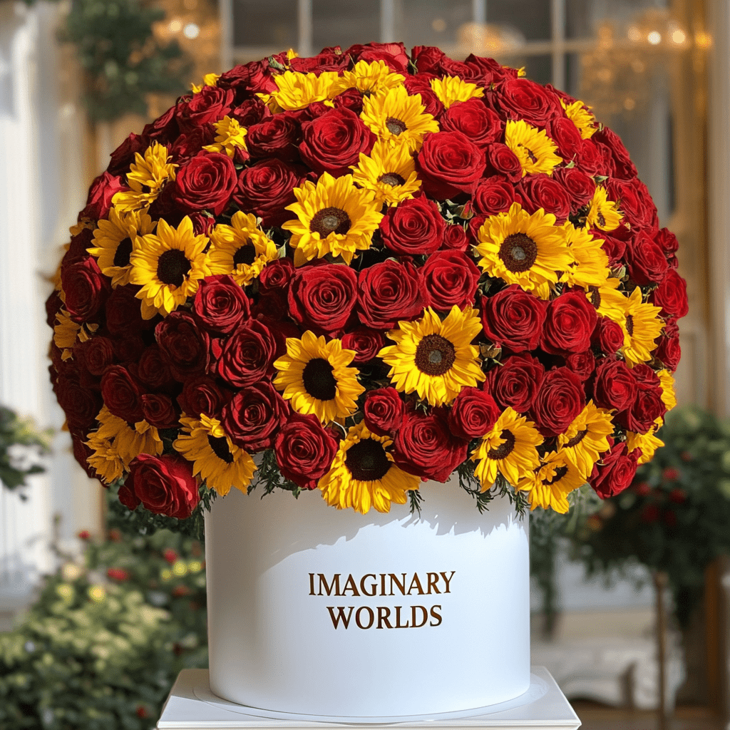 Forever Sunflower & Red Rose Box – Light and Passion in Bloom - Imaginary Worlds