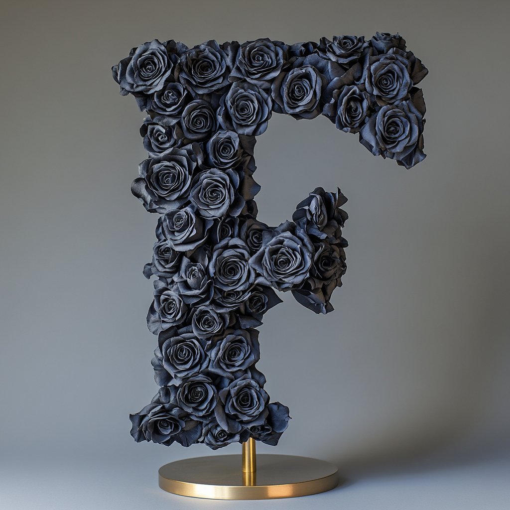 Fortuna Black Rose Letter F Lamp - Imaginary Worlds