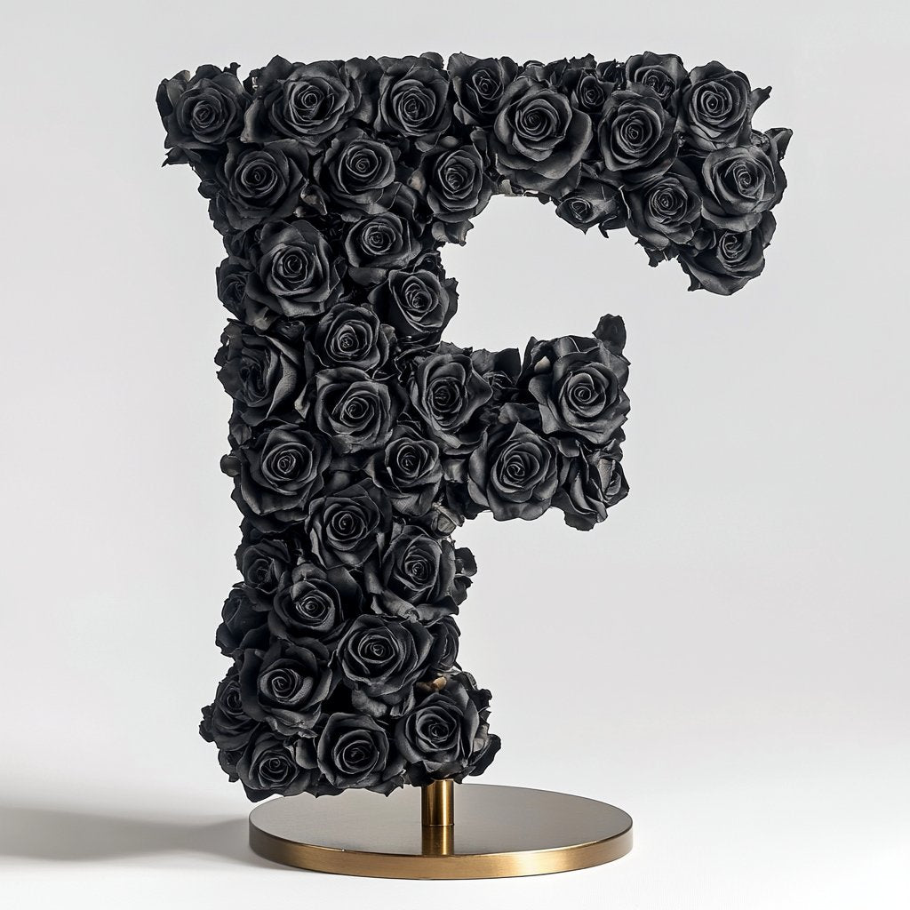 Fortuna Black Rose Letter F Lamp - Imaginary Worlds