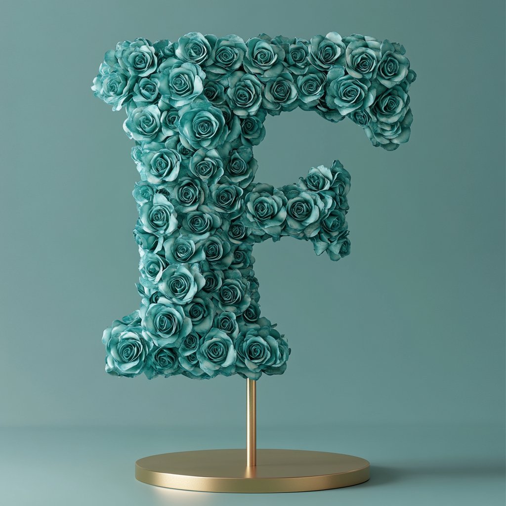 Fortuna Teal Rose Letter F Lamp - Imaginary Worlds