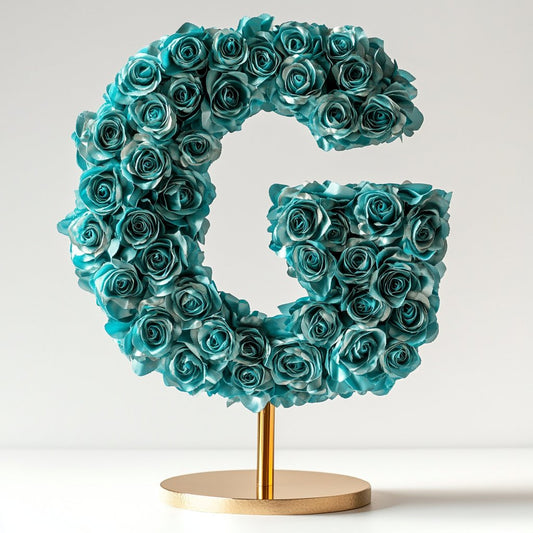 Gaia Teal Rose Letter G Lamp - Imaginary Worlds