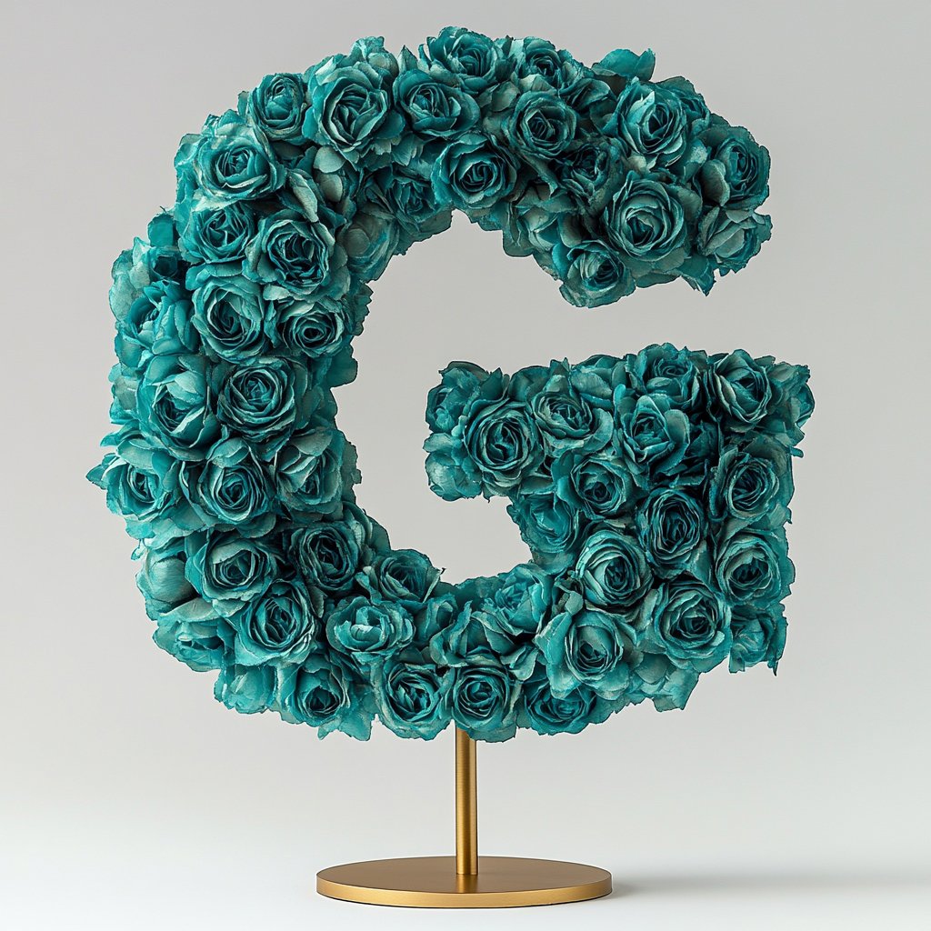 Gaia Teal Rose Letter G Lamp - Imaginary Worlds