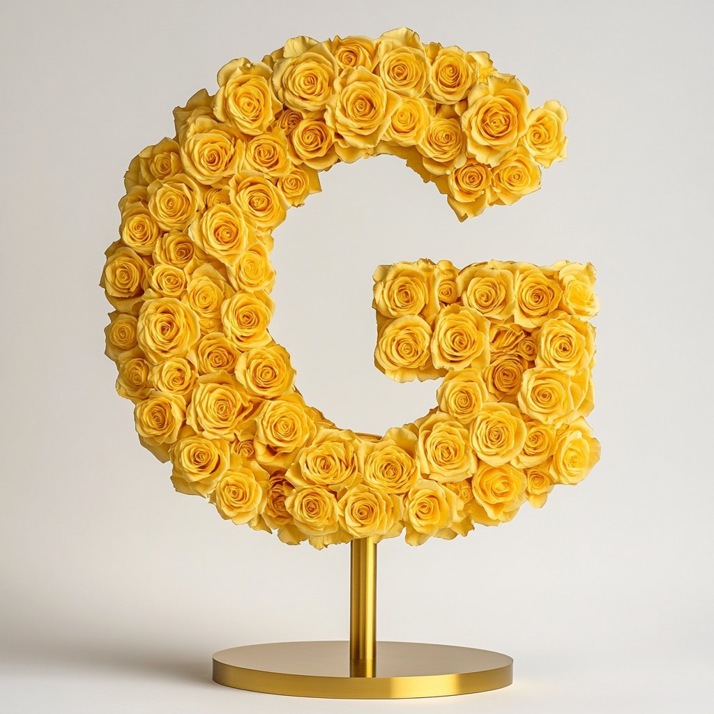 Gaia Yellow Rose Letter G Lamp - Imaginary Worlds