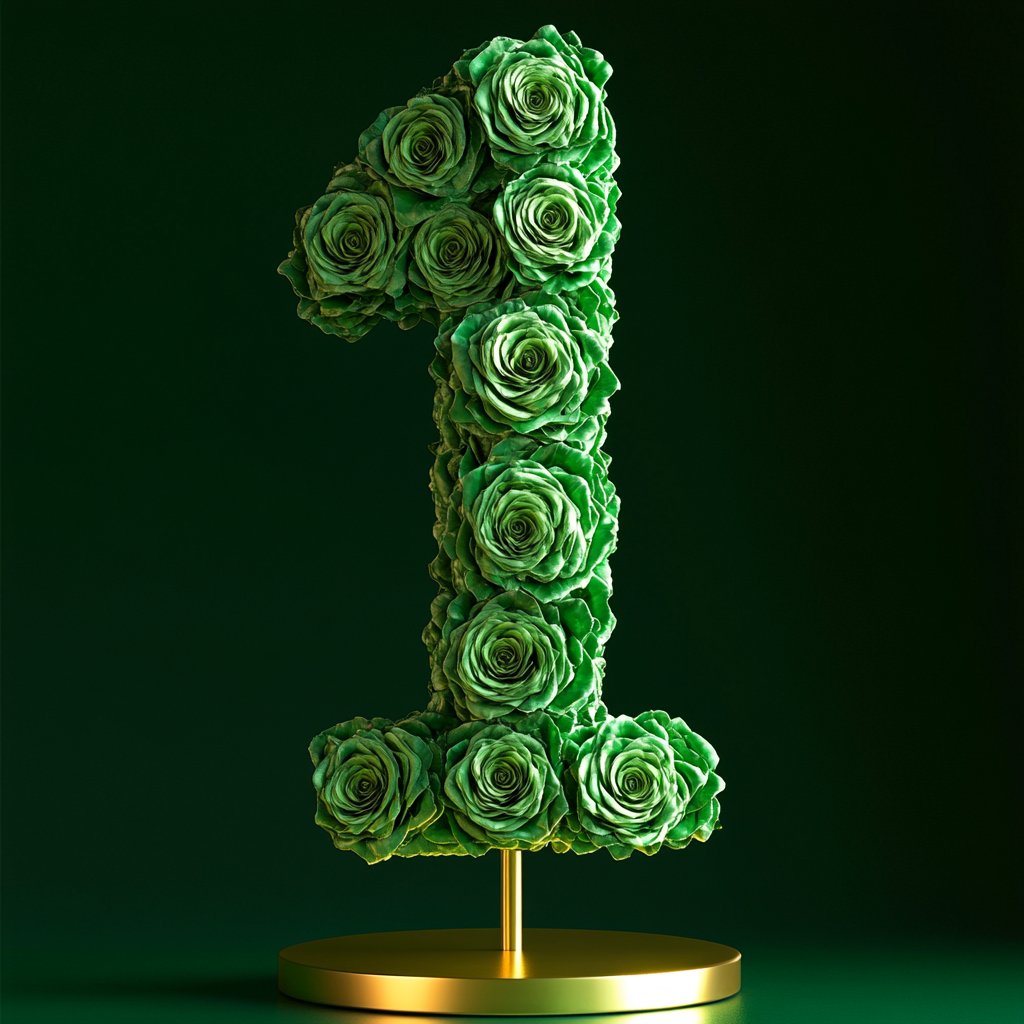 Green Rose Eternal Number 1 Lamp - Imaginary Worlds