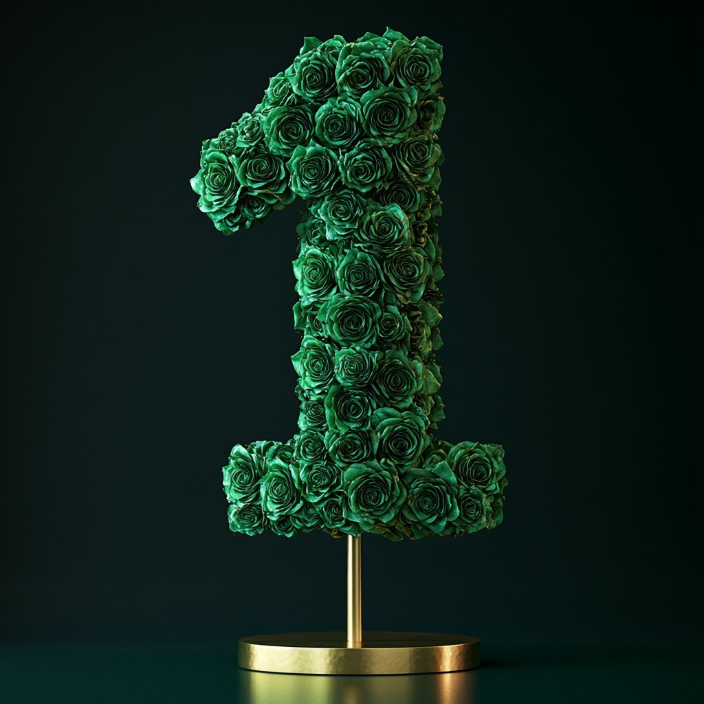 Green Rose Eternal Number 1 Lamp - Imaginary Worlds