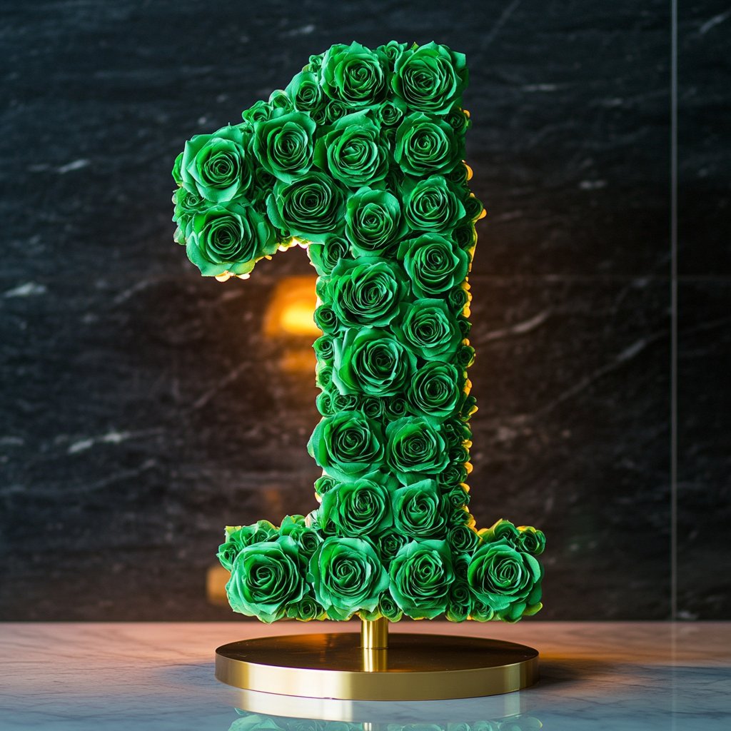 Green Rose Eternal Number 1 Lamp - Imaginary Worlds