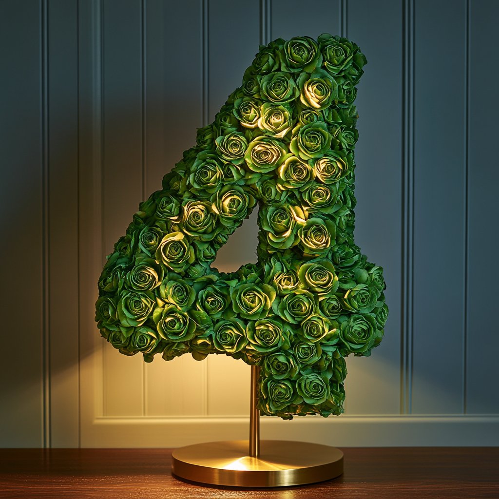 Green Rose Eternal Number 4 Lamp - Imaginary Worlds