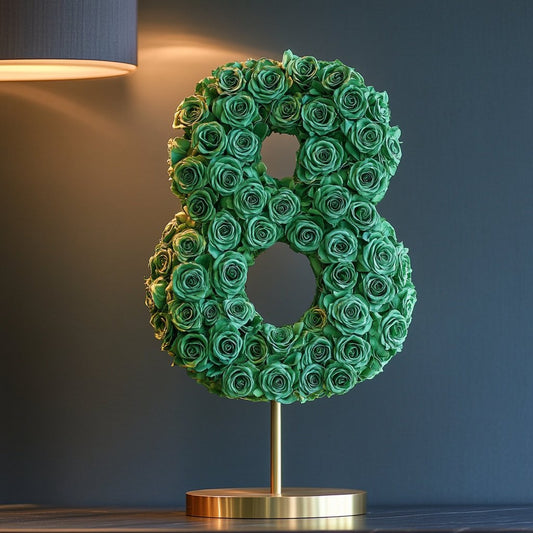 Green Rose Eternal Number 8 Lamp - Imaginary Worlds