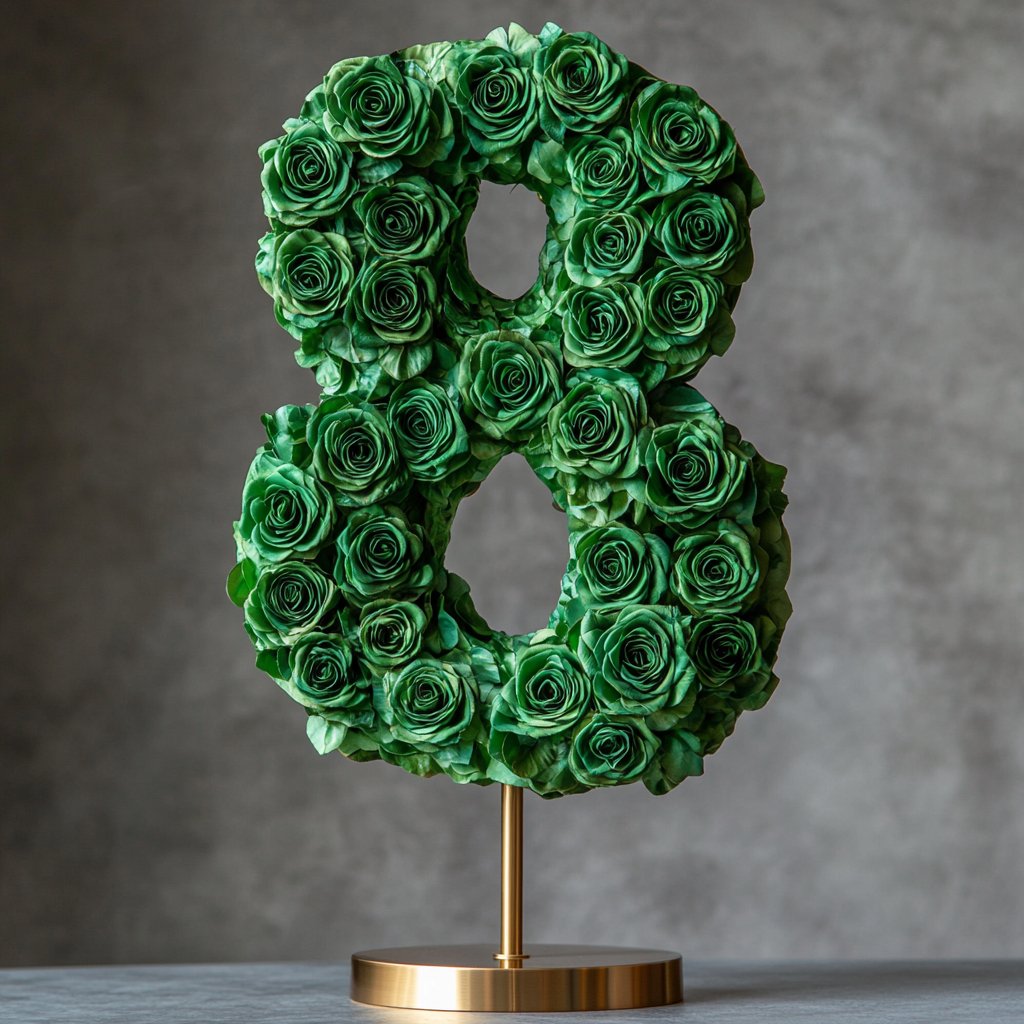 Green Rose Eternal Number 8 Lamp - Imaginary Worlds