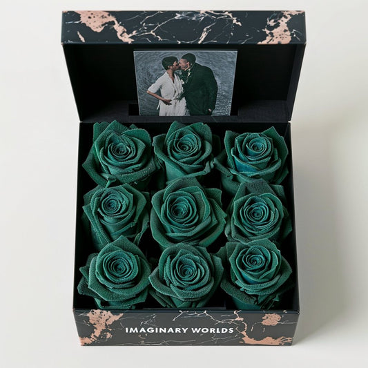 Green Roses Forever Multimedia Keepsake Box - Imaginary Worlds