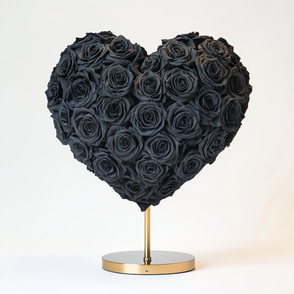 Hades and Persephone Black Rose Heart Lamp - Imaginary Worlds