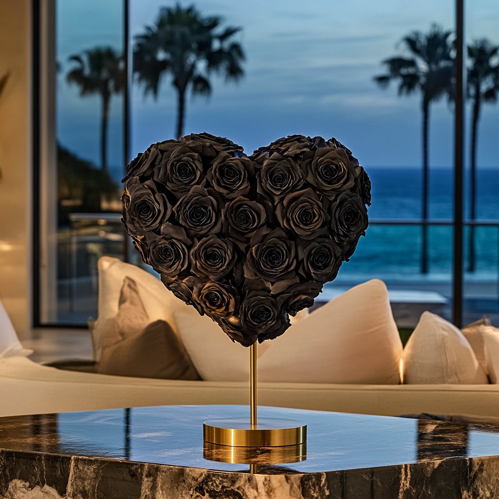 Hades and Persephone Black Rose Heart Lamp - Imaginary Worlds