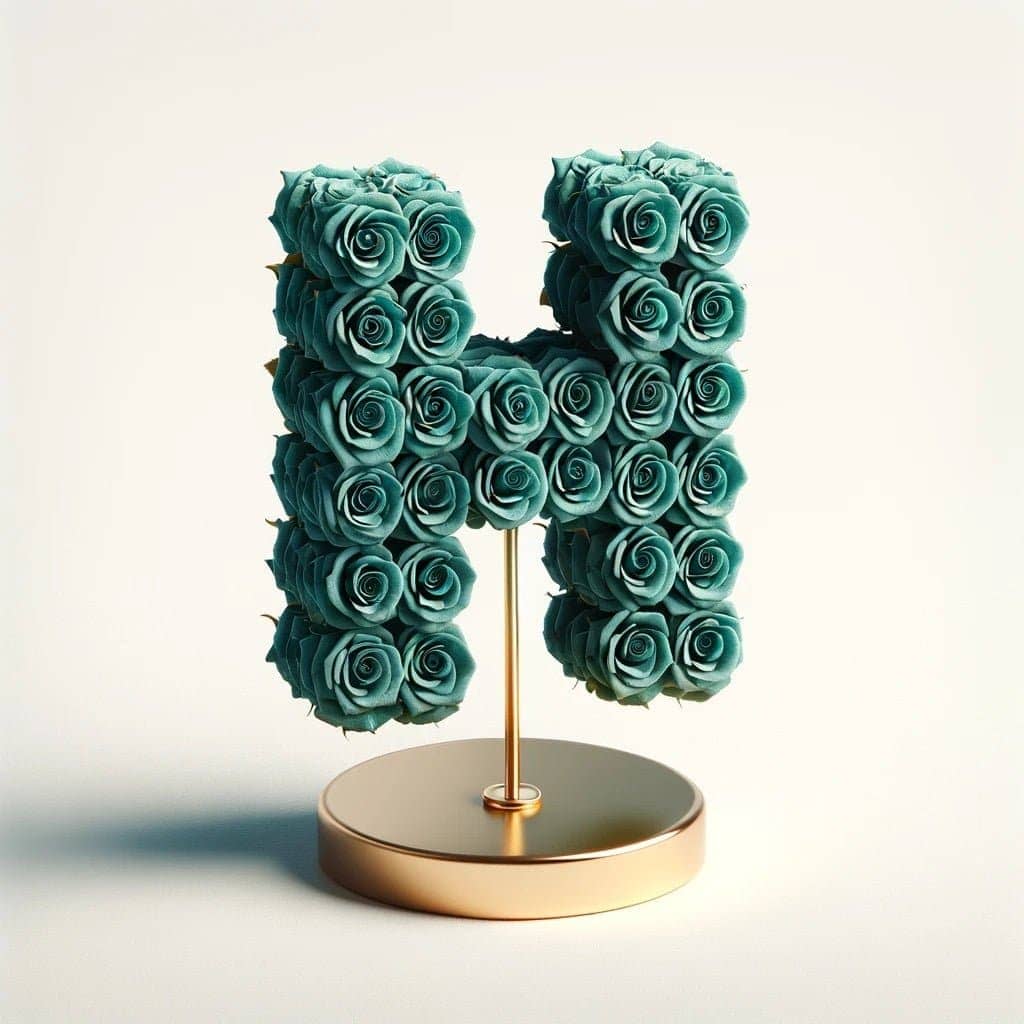 Harmonia Teal Rose Letter H Lamp - Imaginary Worlds