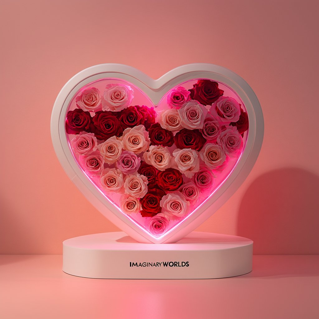 Heart - Shaped Red and Pink Rose Light Speaker - Imaginary Worlds