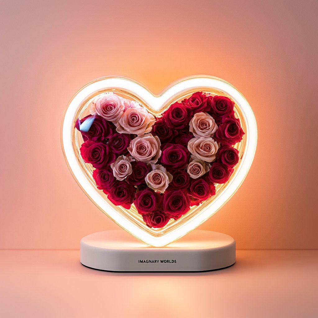 Heart - Shaped Red and Pink Rose Light Speaker - Imaginary Worlds