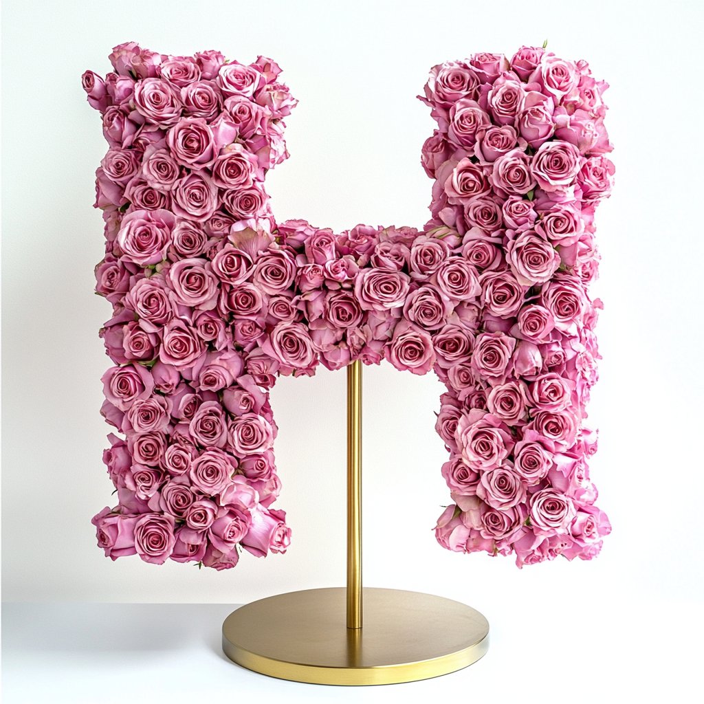 Hebe Pink Rose Letter H Lamp - Imaginary Worlds